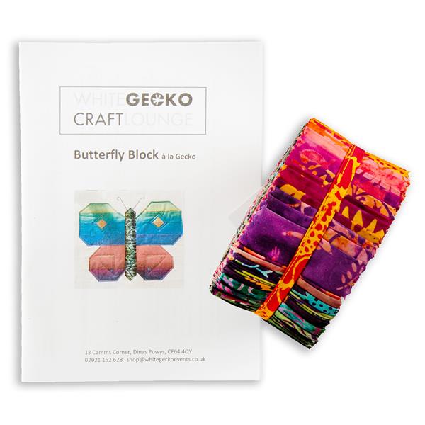 White Gecko Moda Jelly Roll with Butterfly Block Pattern - 634933