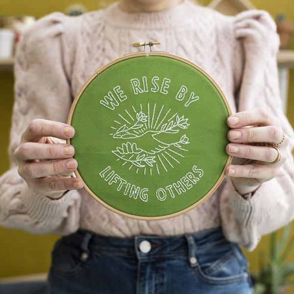 Cotton Clara Green We Rise by Lifting Others Embroidery Hoop Kit - 635311