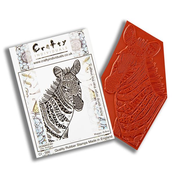 Crafty Individuals Happy Zebra Cling Mounted Rubber Stamp - 636697