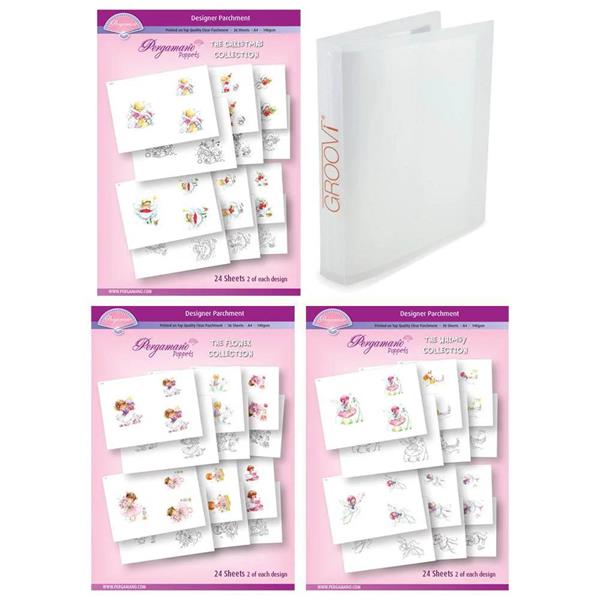 Pergamano A4 Parchment Poppets Collection with A4 Storage Folder - 641236