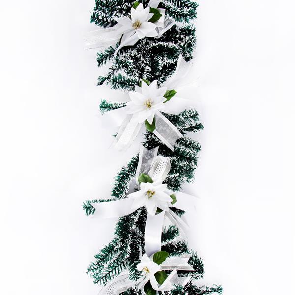Dawn Bibby Christmas White Tipped Spruce Garland with white Poins - 643057
