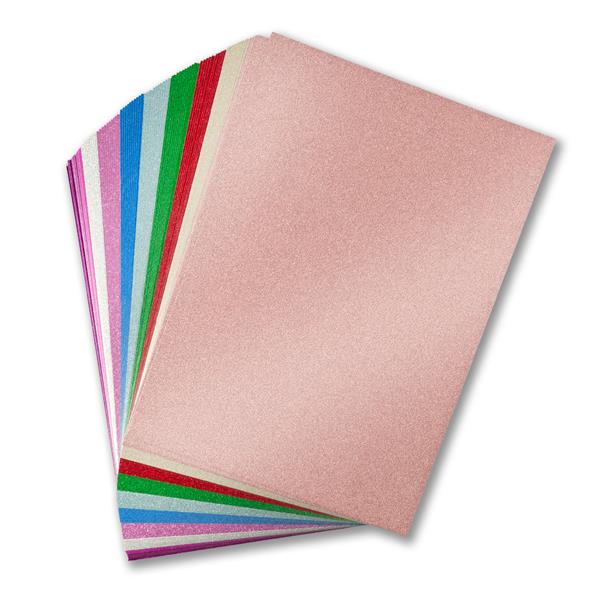 Craft Buddy 100 x A4 Sheets of Glitter Card - 280gsm - 657380