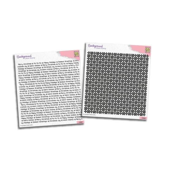 Nellie Snellen 2 x Background Stamps - Text & Stars - 664541