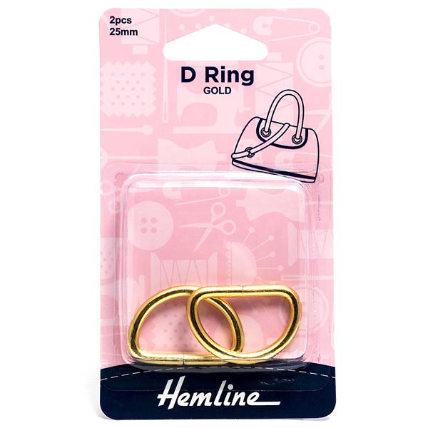 Hemline Gold 2 Piece 25mm D Rings - 665878