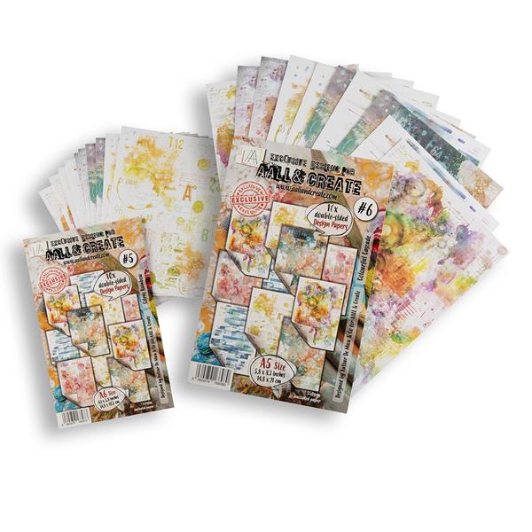 AALL & Create 2 x Paper Packs - Citrus Rainbow & Colourful Cascad - 669523