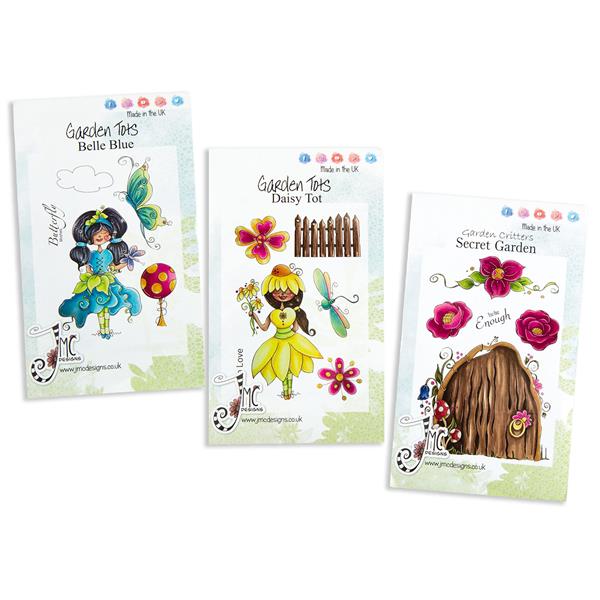 JMC Designs Garden Sweethearts 3 x A6 Stamps - Belle Blue, Daisy  - 673405