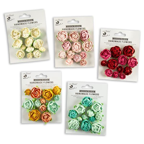 Little Birdie 5 x Packs of English Rose Faux Flowers - Candy Mix  - 674485