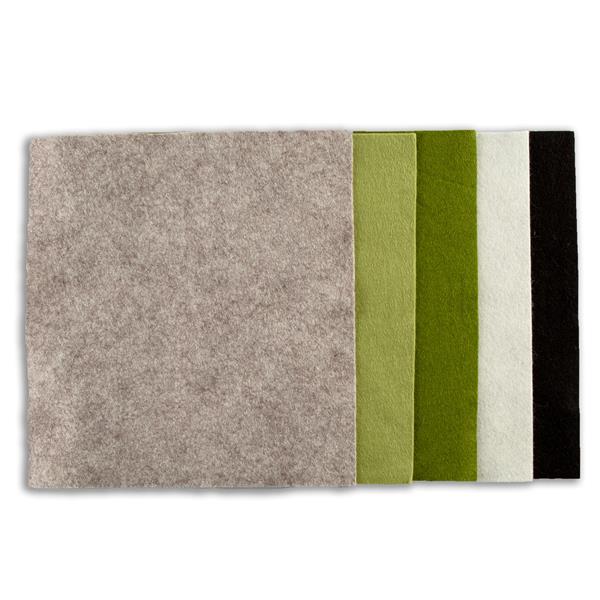 The Crafty Kit Co 6 Piece 24cm Square Greens & Neutrals Assorted  - 680692