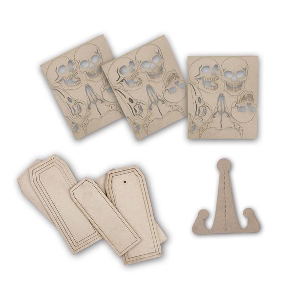 GSL Cuts Tags with Frames, 18 x Greyboard Skulls & Free Stand - 681553
