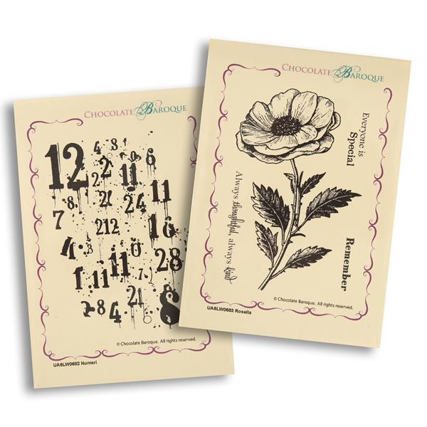 Chocolate Baroque 2 x A6 Mounted Stamp Sheets - Numeri & Rosella - 683237