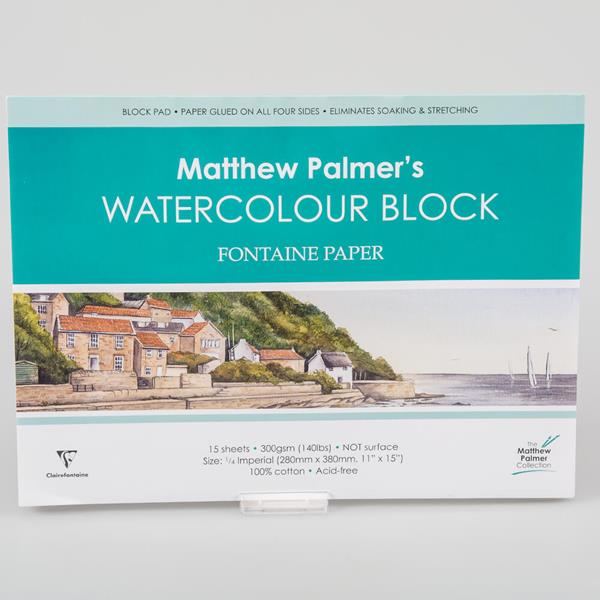 Matthew Palmer 100% Cotton Watercolour Paper Block - 300gsm, 1/4  - 686569