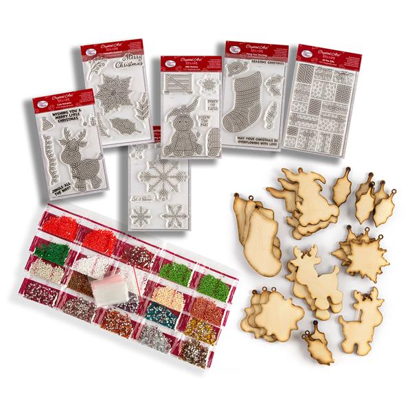 Crystal Art Stamp Festive Collection 2023 6 x A6 Stamps MDF Ornaments Festive Crystal Assortment