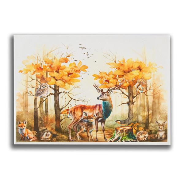 Emlems Wildlife A4 Rice Paper - Stag & Friends Autumn Scene - 694452