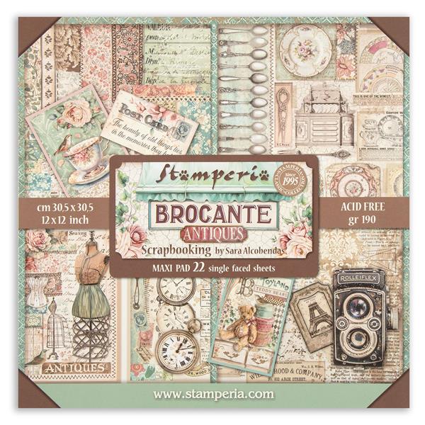 Stamperia Brocante Antiques 12x12" Single Face Scrapbooking Pad - - 694493