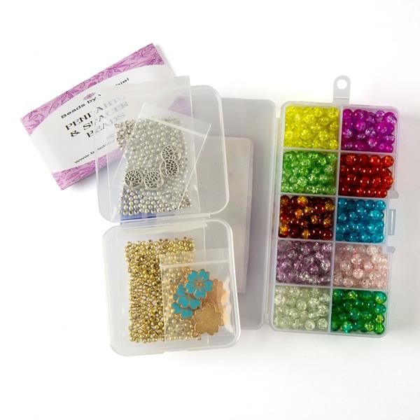 Beads by Verchiel Crackle Glass Bead Bundle - Deep Bright - 700888