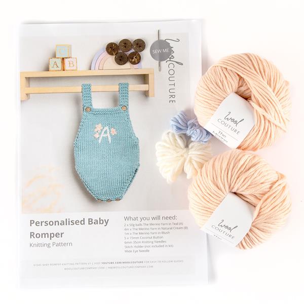Wool Couture Personalised Baby Romper Knitting Kit - 0 - 6 Months - 701948