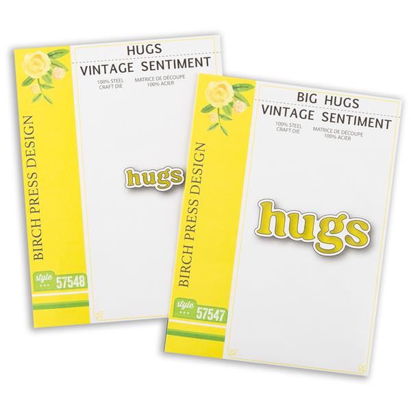 Memory Box 2 x Die Sets - Big & Small Vintage Sentiment Hugs - 709203