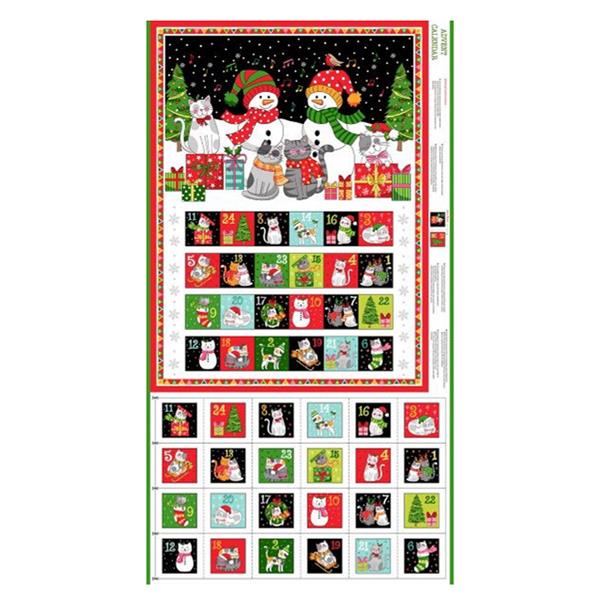 Natasha Makes Advent Calendar Santa Paws Cats 60cm Fabric Panel - 715564