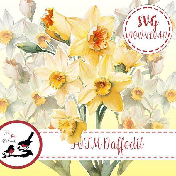 Two Red Robins Flower of the Month Daffodil SVG Download - 715794