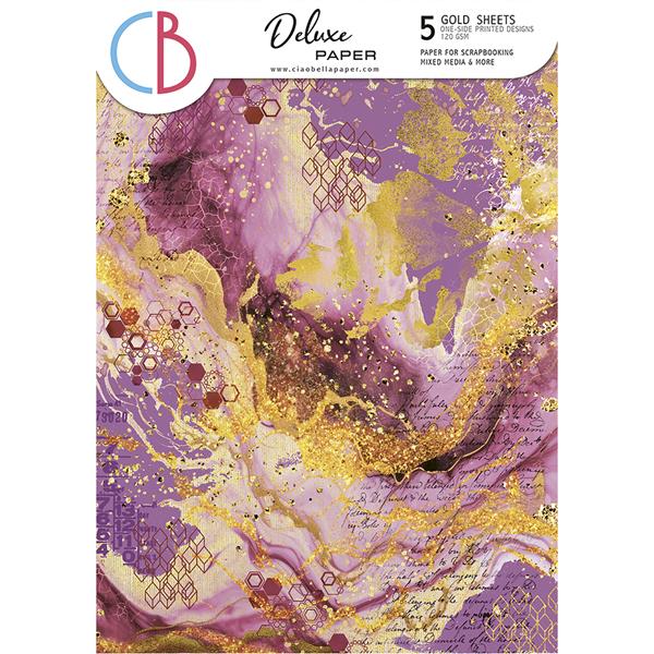 Ciao Bella Ethereal Gold Deluxe A4 Papers - 5 Sheets - 722689