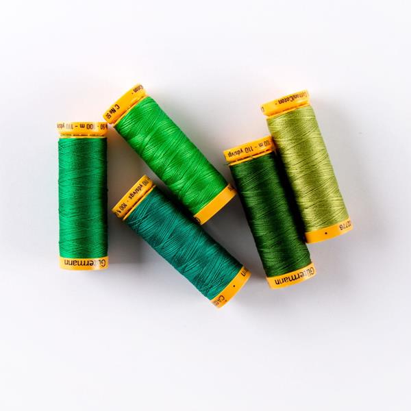 Gutermann Green 100% Cotton Thread Bundle - 5 x 100m Reels - 723613