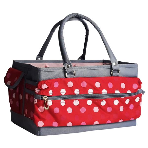 Sewing Online Red Polka Craft Organiser Collapsible Caddy and Tote with ...