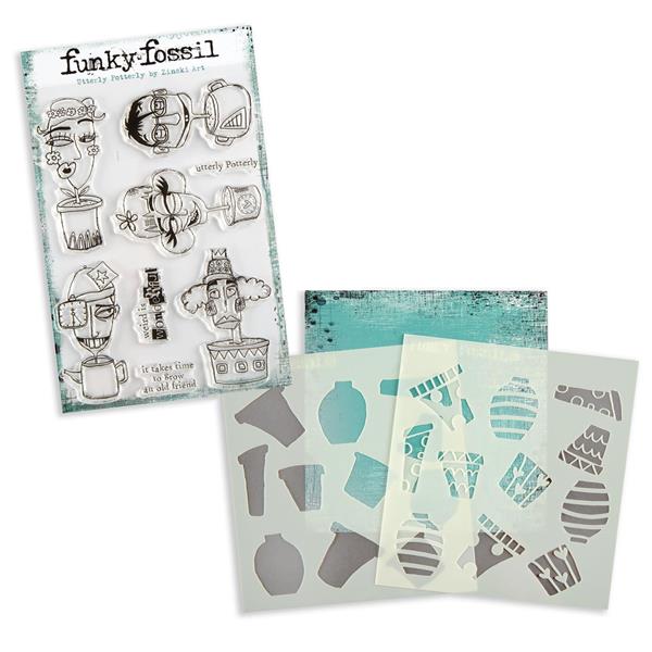 Funky Fossil A5 Utterly Potterly Stamp Set & Layering Stencil by  - 728308