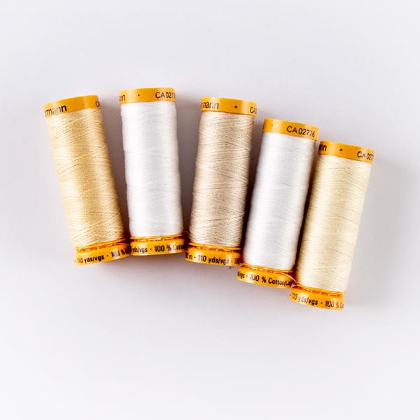 Gutermann White 100% Cotton Thread Bundle - 5 x 100m Reels - 729893