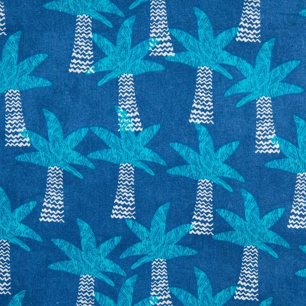 The Craft Cotton Co Dino Blues Palm Tree DK Blue 1m Fabric Piece - 732398
