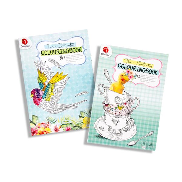 DecoTime 2 x A4 Assorted Illustrated Colouring Book - 24 x Pages - 734872