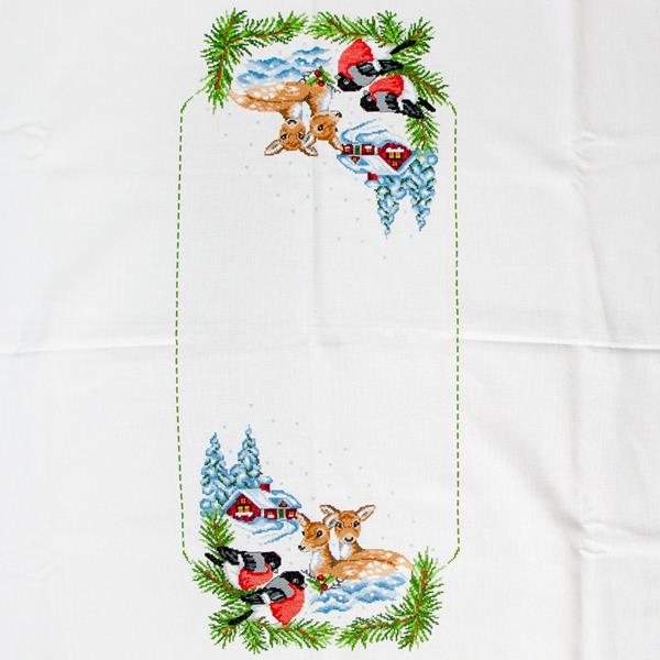Permin Reindeer Tablecloth Cross Stitch Kit - 140x230cm - 735218