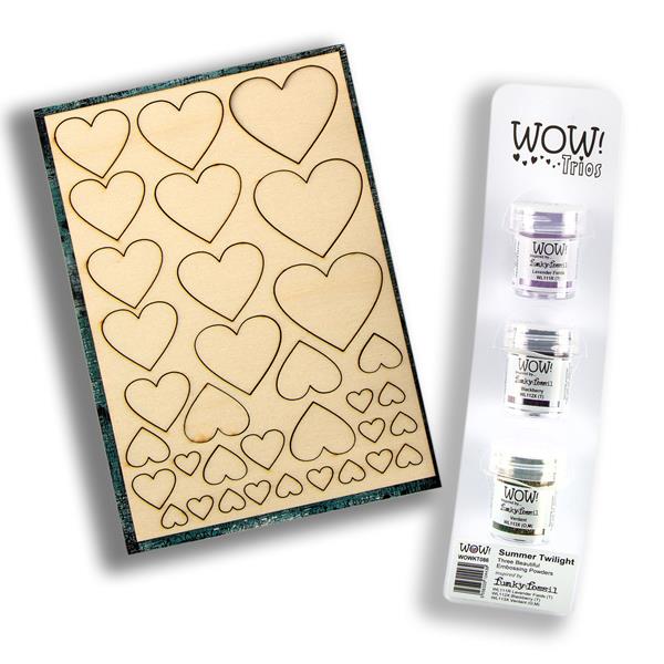 Funky Fossil Summer Twilight Embossing Powder Trio & Hearts Luxe  - 736265