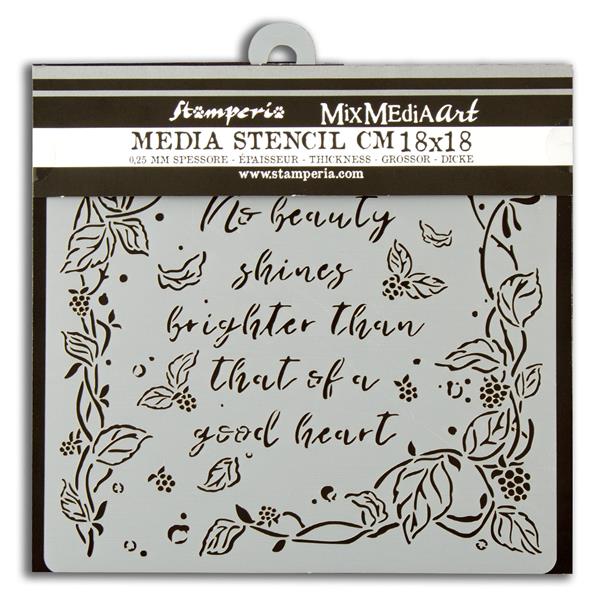 Stamperia Woodland 18x18cm Thick Stencil - Frame with Leaves - 737013