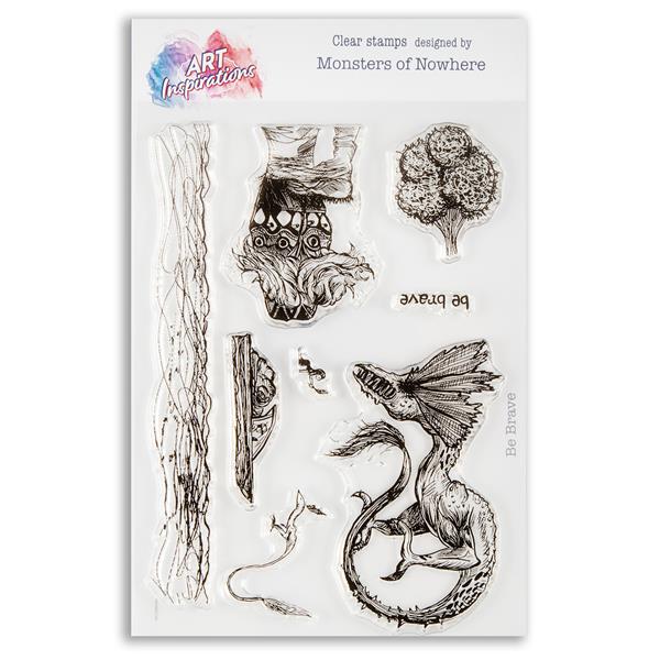 Art Inspirations with Monsters of Nowhere - Be Brave - 8 Stamps - 741128