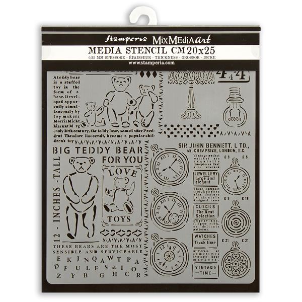 Stamperia Brocante Antiques 20x25cm Thick Stencil - Teddy Bear - 743559