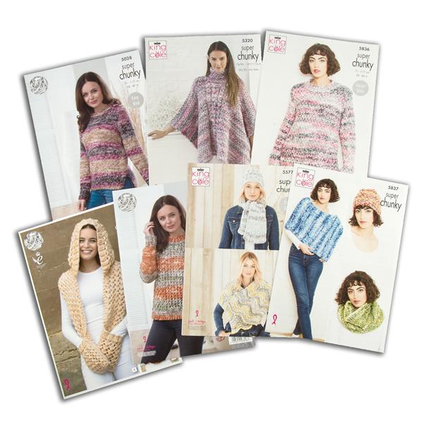 King Cole Super Chunky Tints Knitting Pattern Bundle - Includes:  - 754527