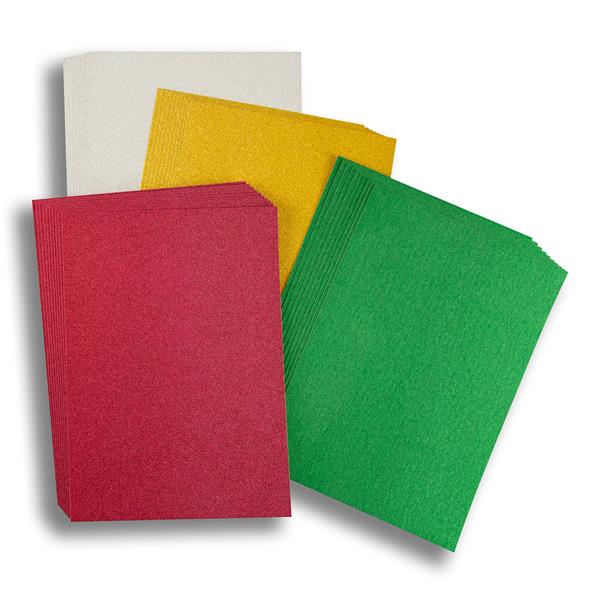 Oakwood A4 Glitter Card - 40 Sheets - 10 x Red, 10 x Green, 10 x  - 755224