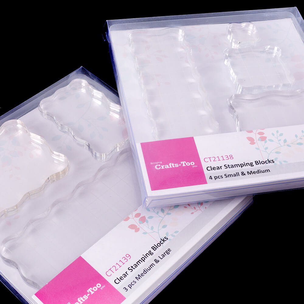 Crafts Too Set of 7 Clear Stamping Blocks - Small, Medium &amp; Large