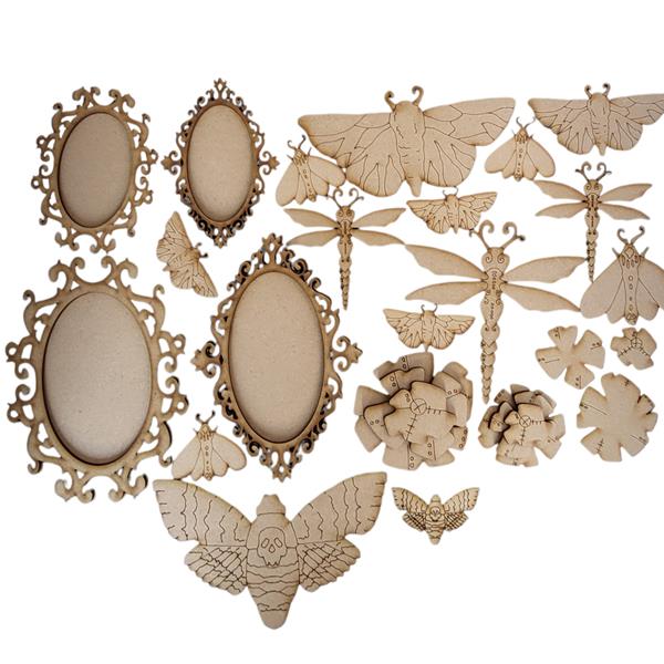 Madhatters MDF Frames & Moth Embellishments - 758011