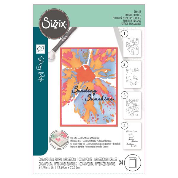 Sizzix A6 Layered Stencils - Cosmopolitan, Floral Impressions by  - 763725