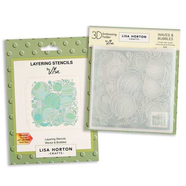 Lisa Horton Crafts Waves & Bubbles 6x6" 3D Embossing Folder & Lay - 768331