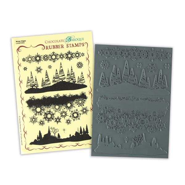 Chocolate Baroque Winter Edges A5 Mounted Stamp Sheet  - 4 Images - 773948