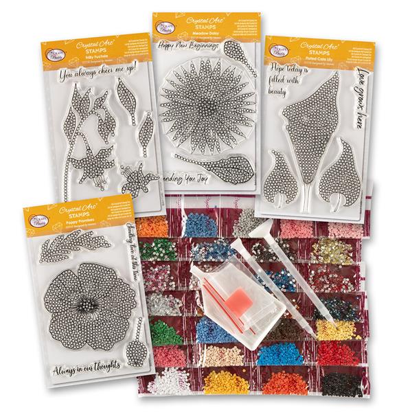 Craft Buddy Crystal Art Floral Stamp Collection with FREE Assorte - 774802
