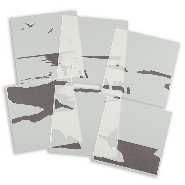 Spellbinders Fair Winds - Unchartered Waters 6 x 6x6" Stencils - 776221