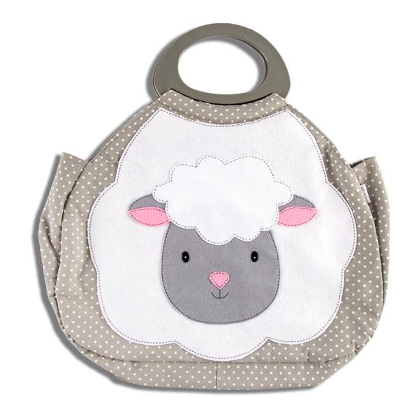 Hobby Gift Gathered Novelty Sheep Appliqué Knitting Bag - Grey Sp - 781310