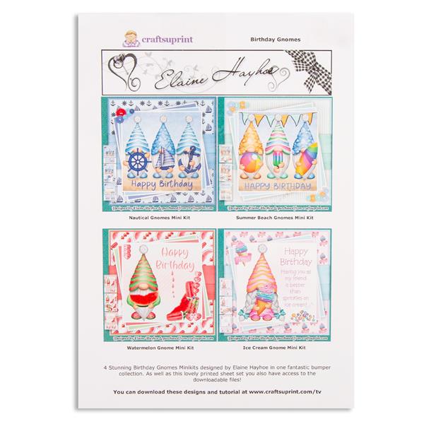CraftsUprint Birthday Gnomes  20 Printed Sheets & 20 Matching Dow - 781758