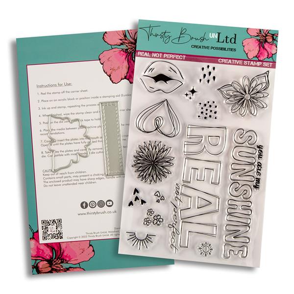 Thirsty Brush Real Not Perfect Stamp & Die Set - 14 Stamps & 2 Di - 787042