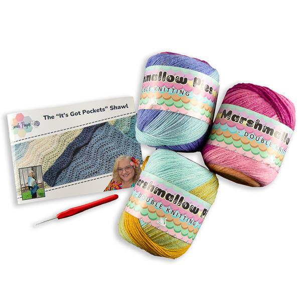 Sarah Payne Crochets"It's Got Pockets" Wrap - Pattern, 3 Balls of - 789409