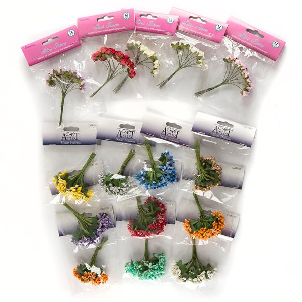 Crafts Too 5 x Packs fo Faux Bunches of Roses with 10 x Packs of  - 791085