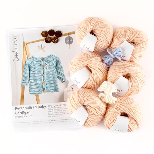 Wool Couture Personalised Baby Cardigan Crochet Kit - 6 - 24 Mont - 792229